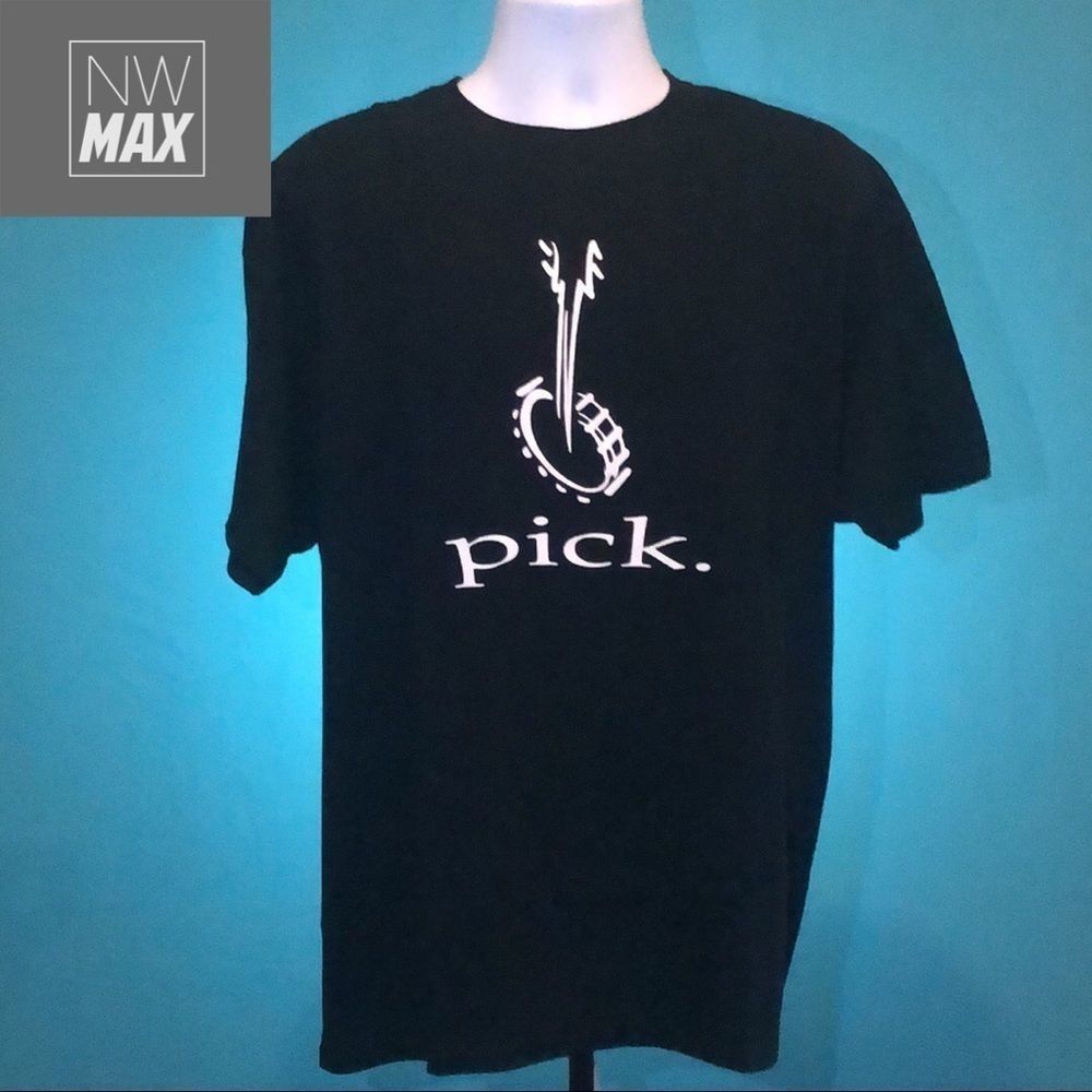 Pick T-Shirt Banjo Bluegrass Black Large New